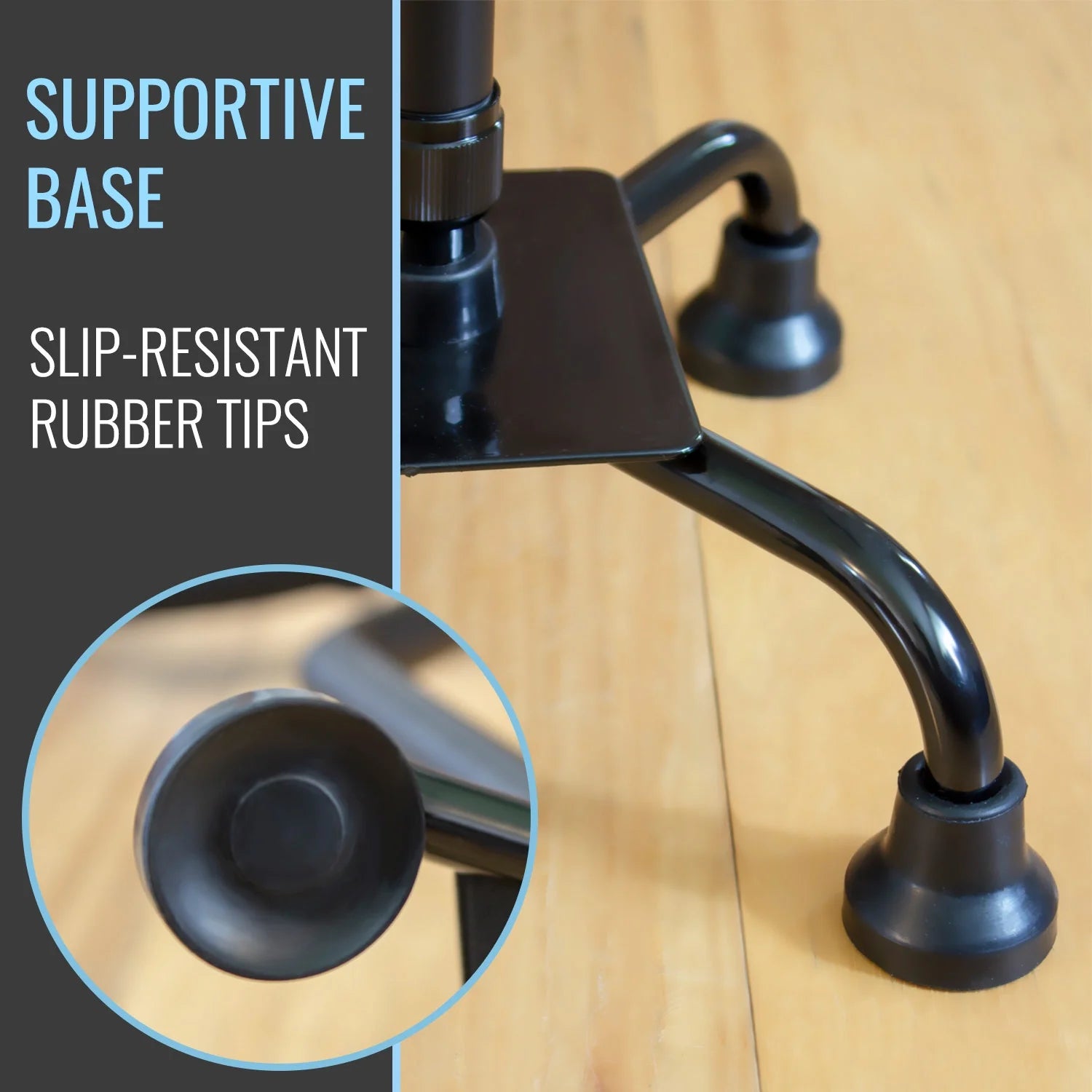 Quad Walking Cane, Sit to Stand Walker, Adjustable Canes for Men, Canes for Women, FSA HSA Eligible with Quad Base, Foam Handles Quad Cane, Black