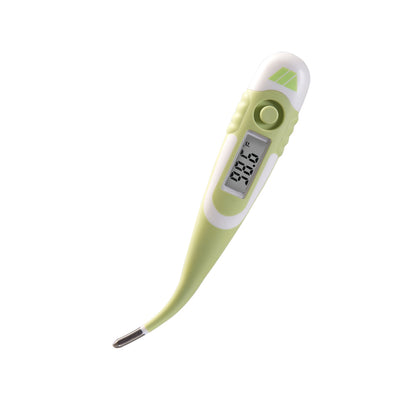 9-Second Waterproof Digital Thermometer with Flexible Tip for Fast Oral, Rectal or Underarm Temperature Readings for Babies, Children and Adults, Green