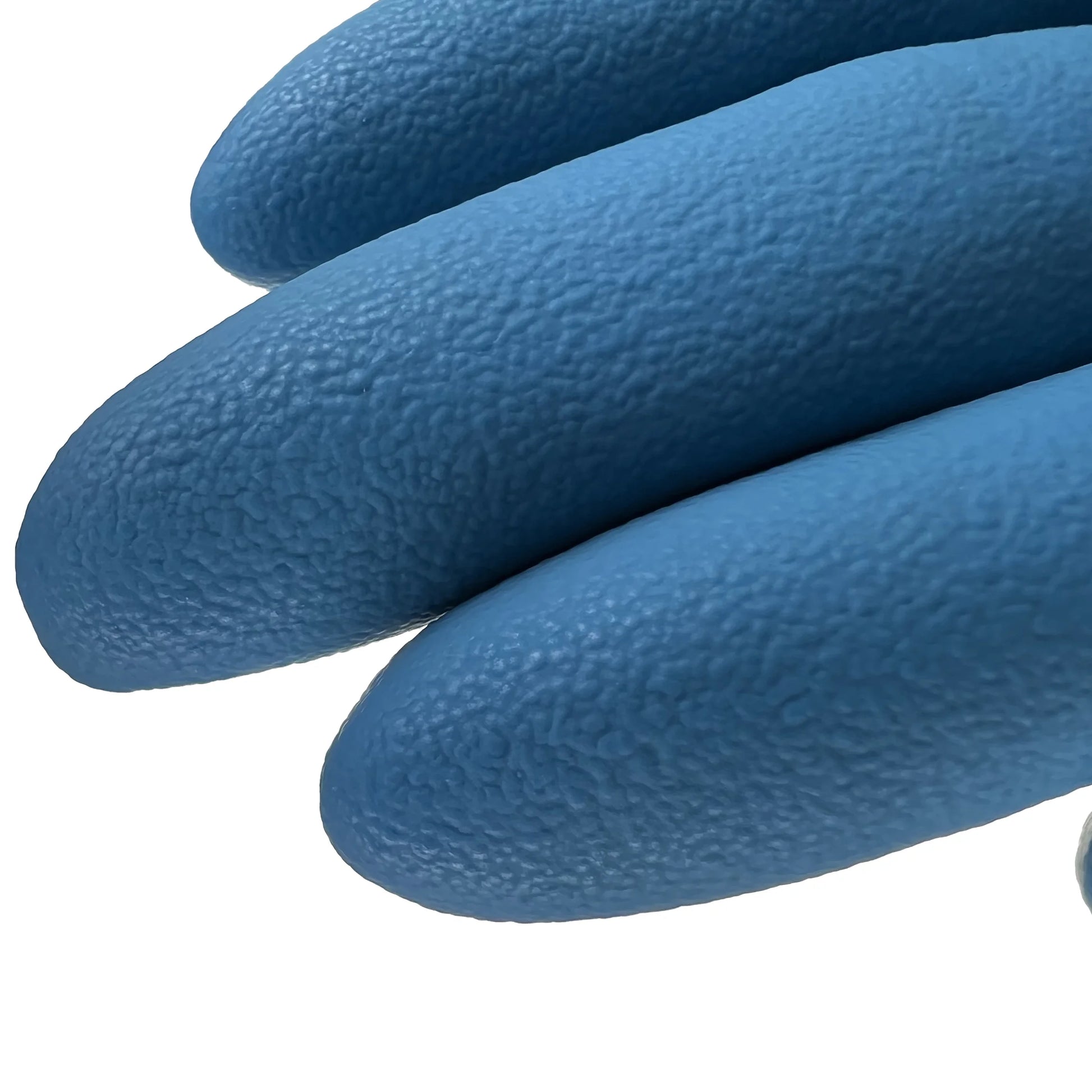 Close-up of a blue glove on a white background