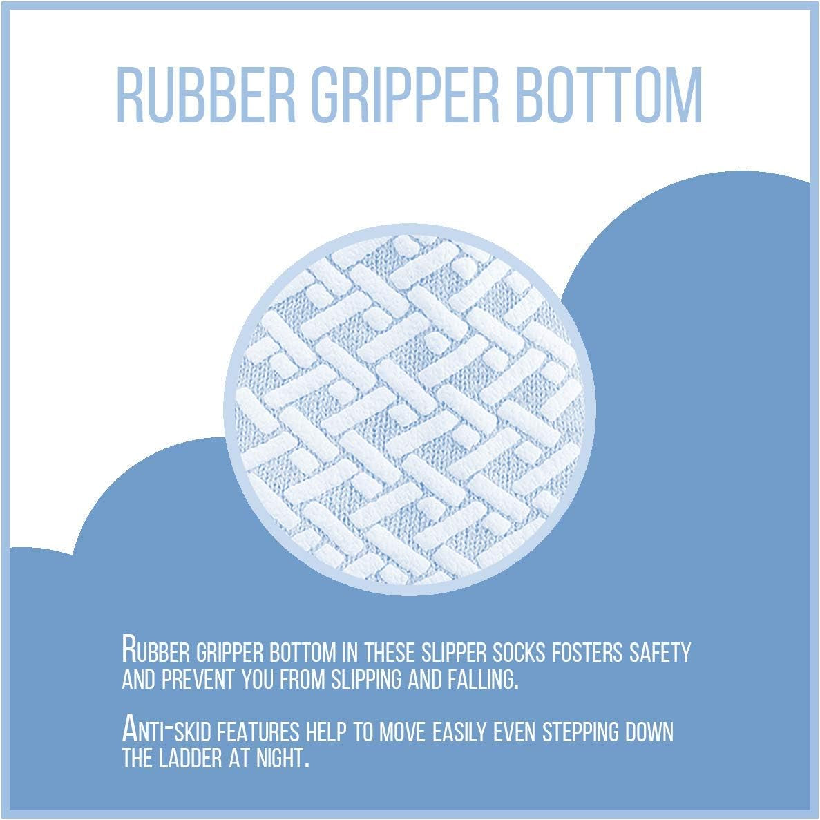 Illustration of a rubber gripper bottom with text on a blue background