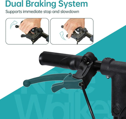 Bicycle handlebar with dual braking system on a teal background


