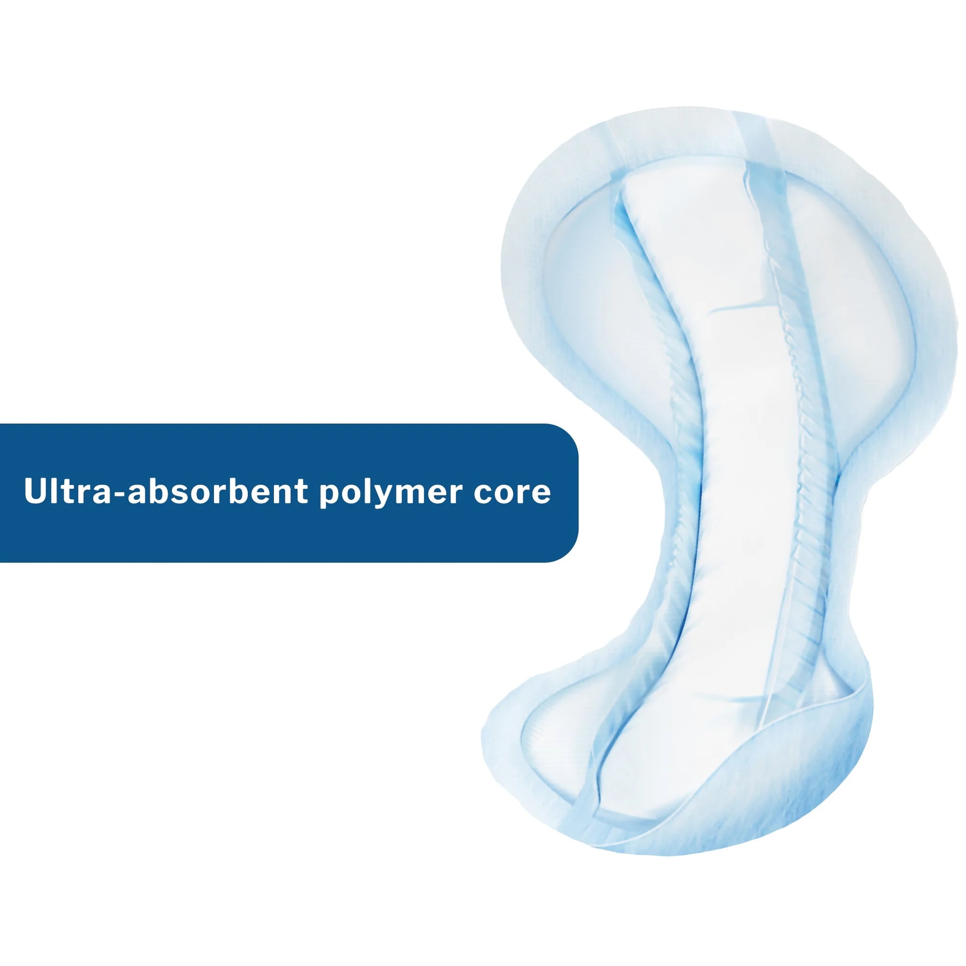 Ultra-absorbent polymer core of a sanitary product on a white background