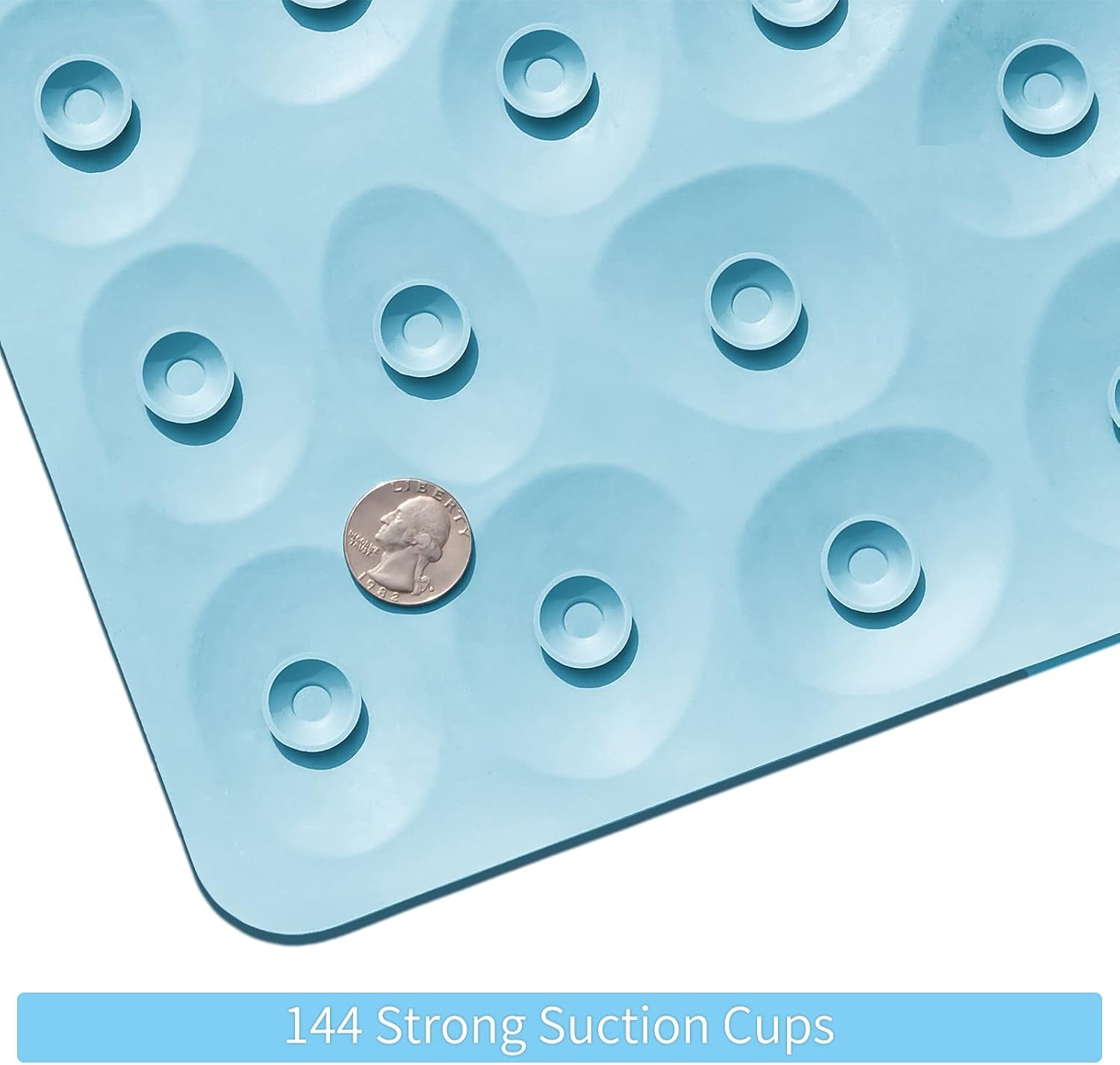 Non-Slip Bathtub Mat  Soft Rubber Bathroom Bathmat with Strong Suction Cups (Lake Blue, 16X40 Inch)