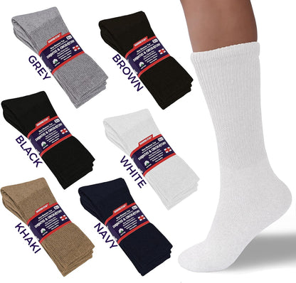 Collection of different colored socks with packaging labels on a white background.