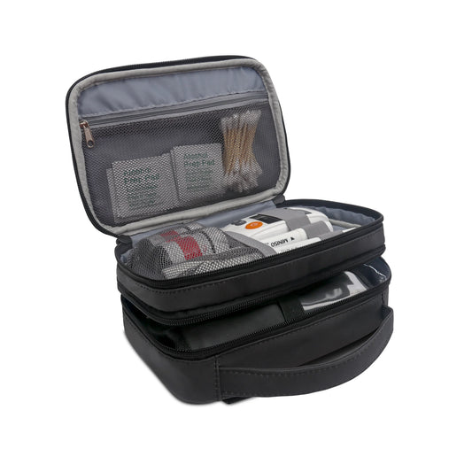 Diabetes Travel Carry Bag Insulin Cooler Case Diabetic Medication Cooler Diabetic Care Organizer with a Shoulder Strap and 4 Ice Packs - Black