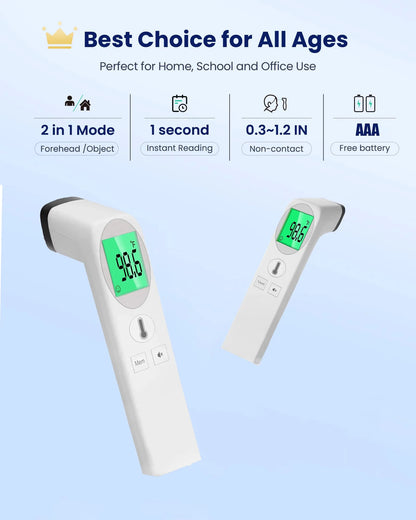 No-Touch Thermometer for Adults and Kids,Fast Accurate Digital Thermometer with Fever Alarm & Silent Mode, Easy-To-Use for Babies, Kids, & Elderly