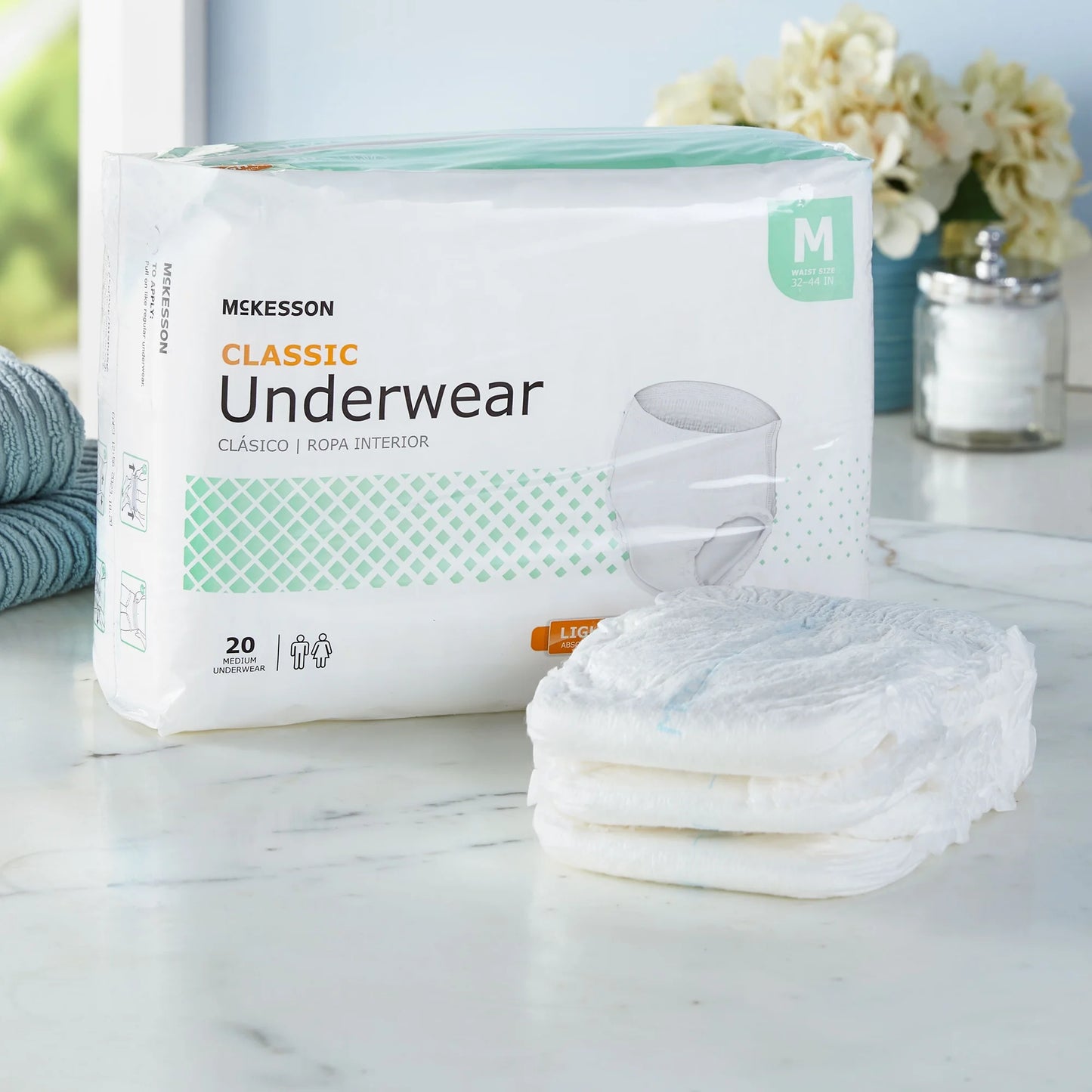 Classic Underwear, Incontinence, Light Absorbency, Medium, 20 Ct