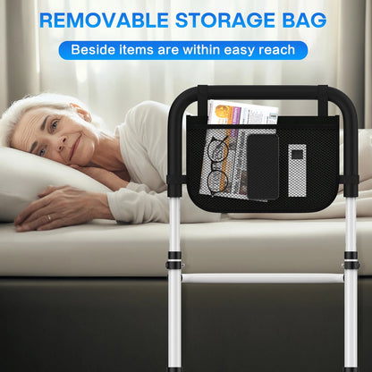 Bed Rails for Elderly Adults Safety with Leg Adjustable, Bed Cane for Seniors with Free Storage Bag and Fixing Strap