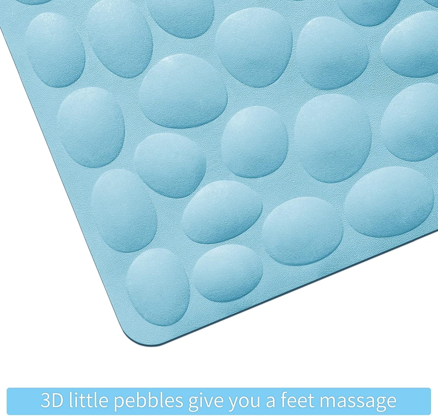 Non-Slip Bathtub Mat  Soft Rubber Bathroom Bathmat with Strong Suction Cups (Lake Blue, 16X40 Inch)