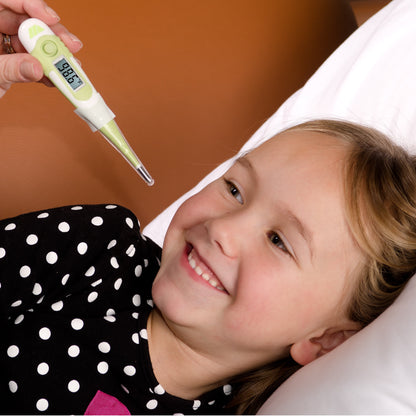 9-Second Waterproof Digital Thermometer with Flexible Tip for Fast Oral, Rectal or Underarm Temperature Readings for Babies, Children and Adults, Green