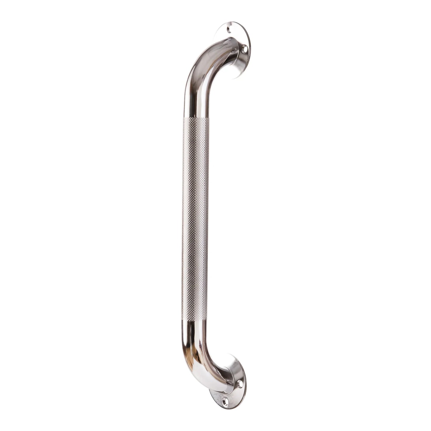 Metallic grab bar on a white background