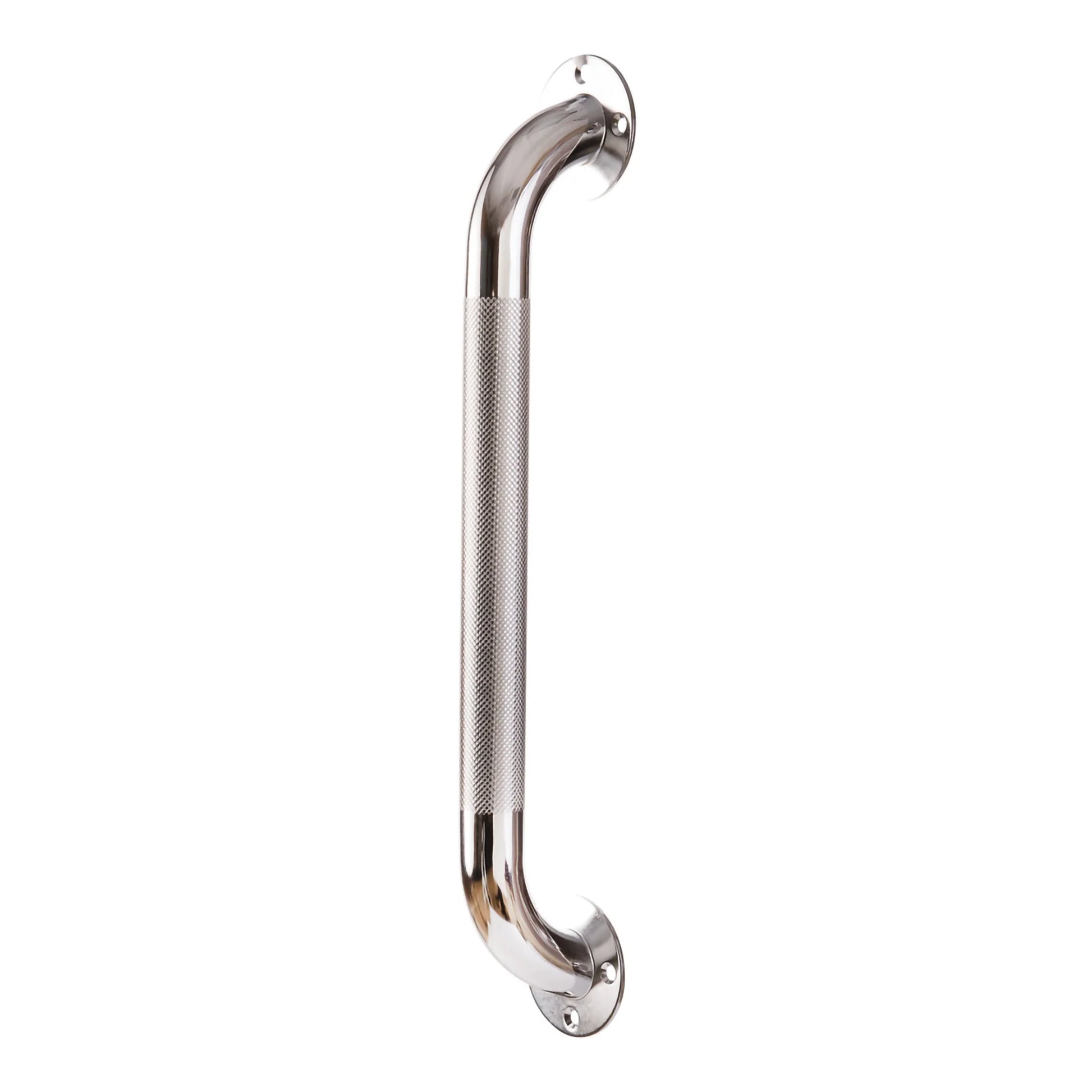 Metallic grab bar on a white background
