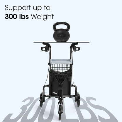 Black shopping cart with a kettlebell on top, supporting up to 300 lbs weight.