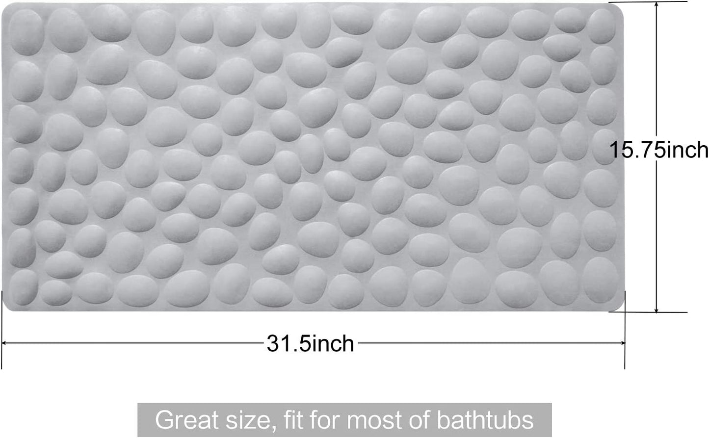 Gray textured rectangular tile with dimensions on a white background