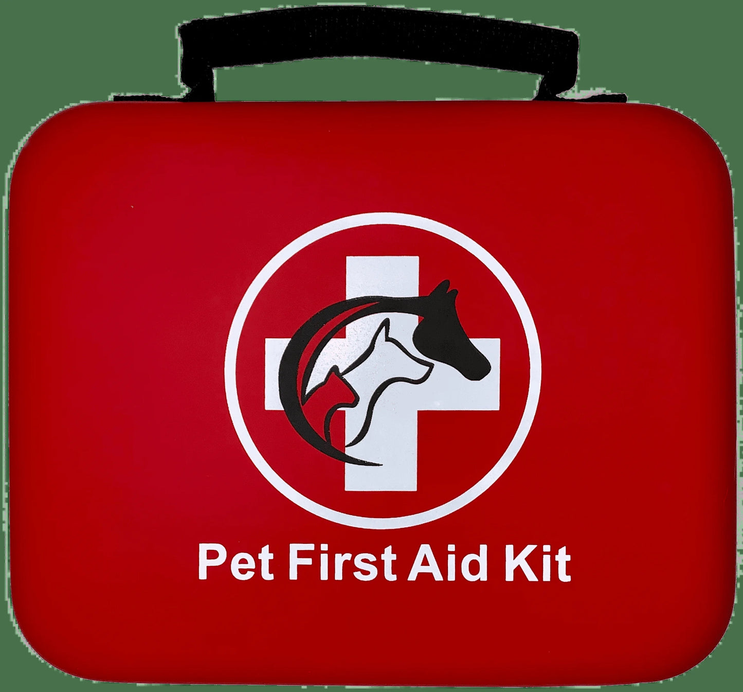 Red pet first aid kit with a horse icon on a transparent background