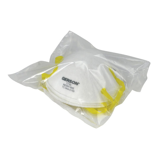 Pack of Gerson dust masks with clear plastic packaging on a white background