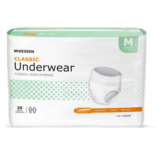 Classic Underwear, Incontinence, Light Absorbency, Medium, 20 Ct