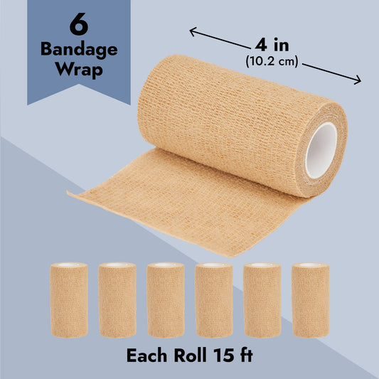 Roll of bandage wrap with dimensions and quantity information on a light blue background

