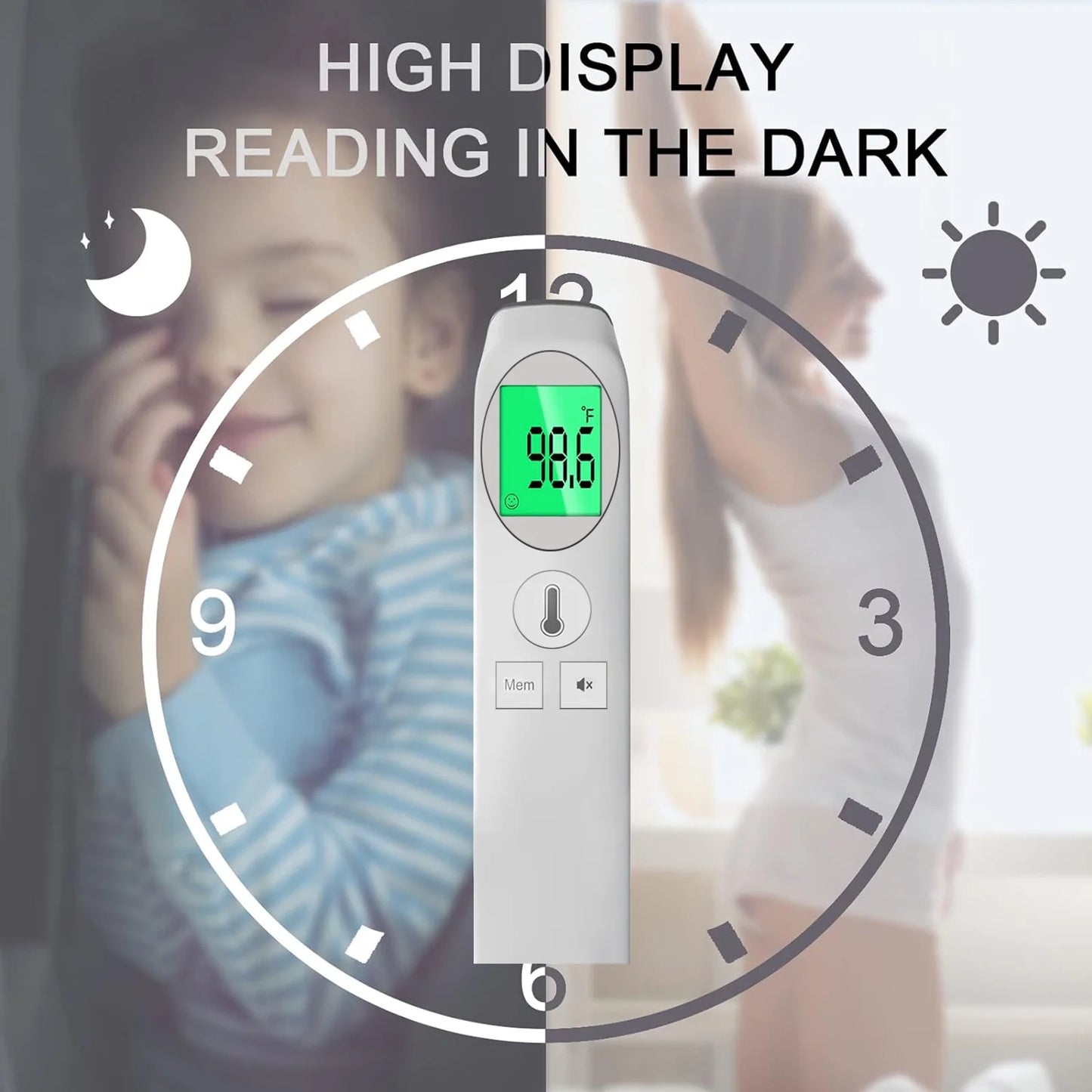 No-Touch Thermometer for Adults and Kids,Fast Accurate Digital Thermometer with Fever Alarm & Silent Mode, Easy-To-Use for Babies, Kids, & Elderly