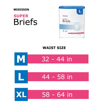 Super Briefs, Incontinence, Moderate Absorbency, Large, 18 Count, 4 Packs, 72 Total