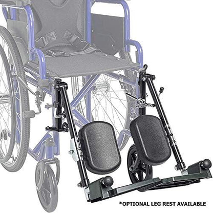 Wheelchair with adjustable leg rests on a white background