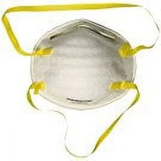 Clear face mask with yellow straps on a white background