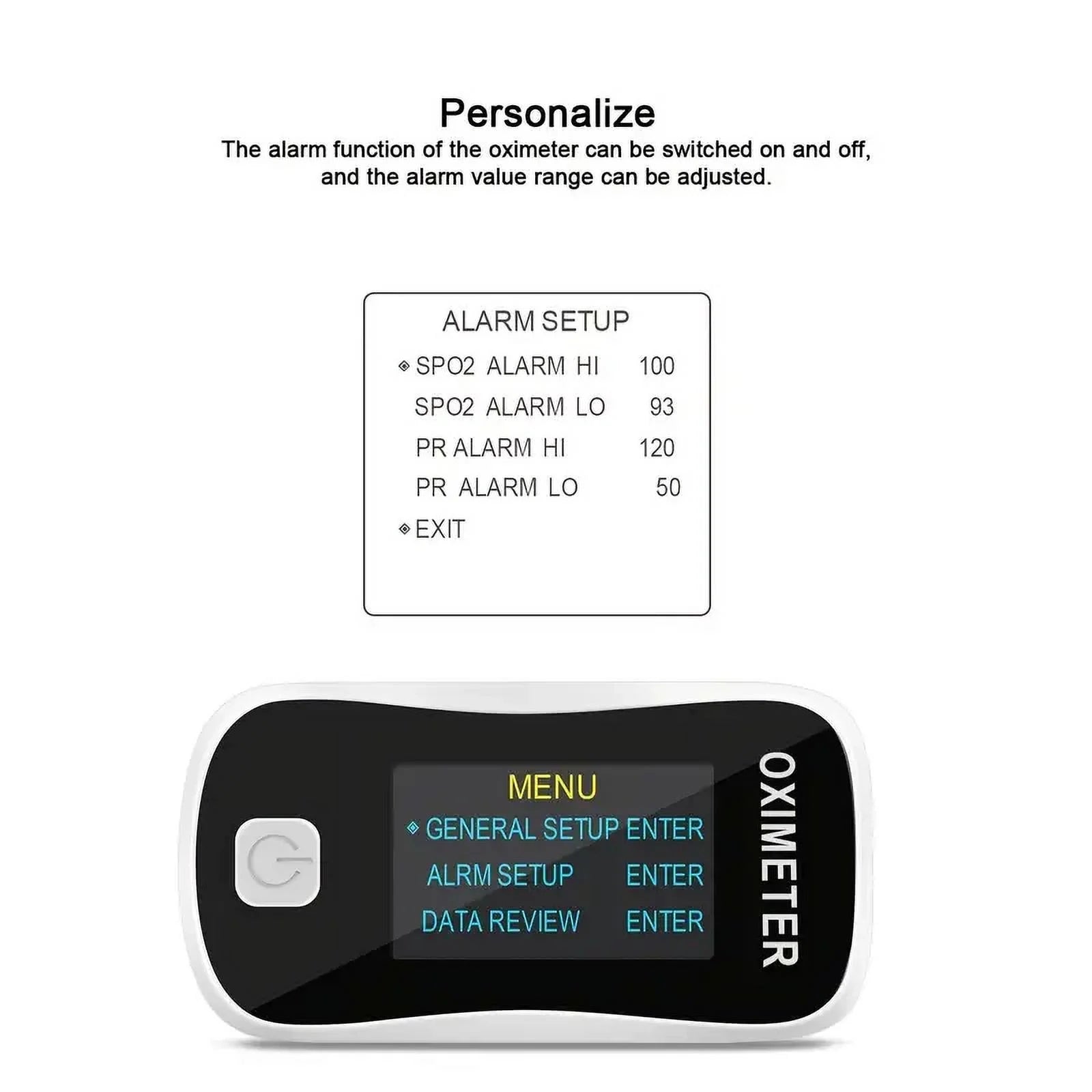 Oximeter with digital display on a white background

