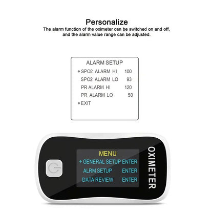 Oximeter with digital display on a white background

