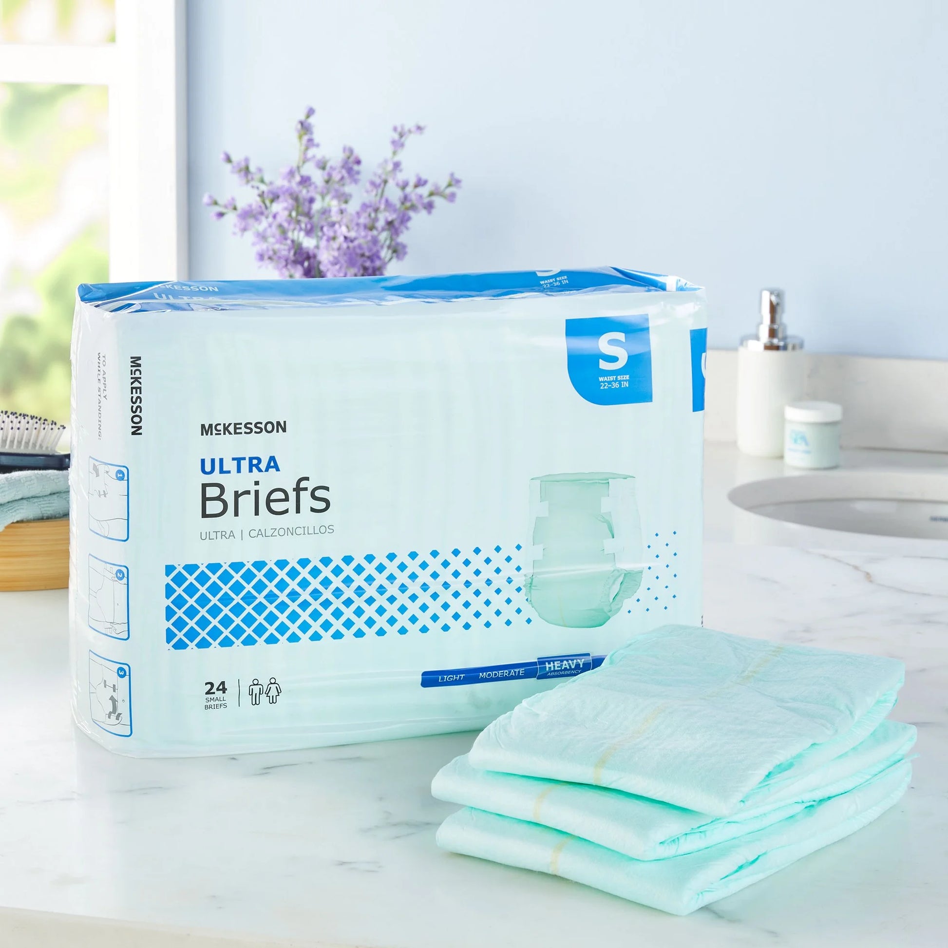 Ultra Adult Incontinence Briefs, Disposable, Unisex, Small, 24 Count, 1 Pack