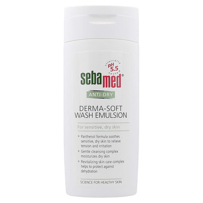 Sebamed Derma-Soft Wash Emulsion bottle on a white background

