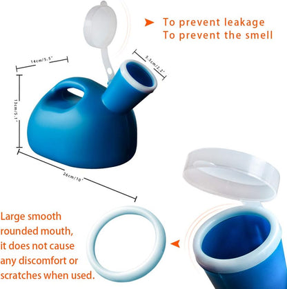 Blue plastic container with measurements and text on a white background

