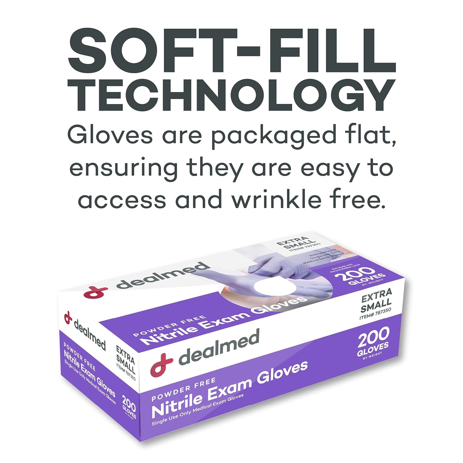 Single box of Dealmed nitrile exam gloves, medium size. Latex-free and powder-free for sensitive skin and multi-purpose protection
