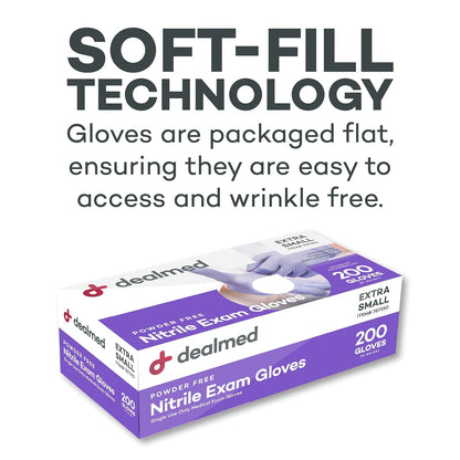Single box of Dealmed nitrile exam gloves, medium size. Latex-free and powder-free for sensitive skin and multi-purpose protection