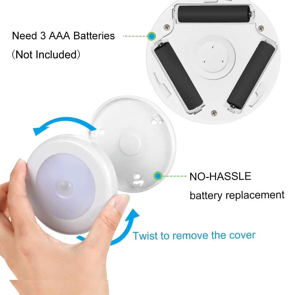Light fixture with battery cover removal instructions on a white background

