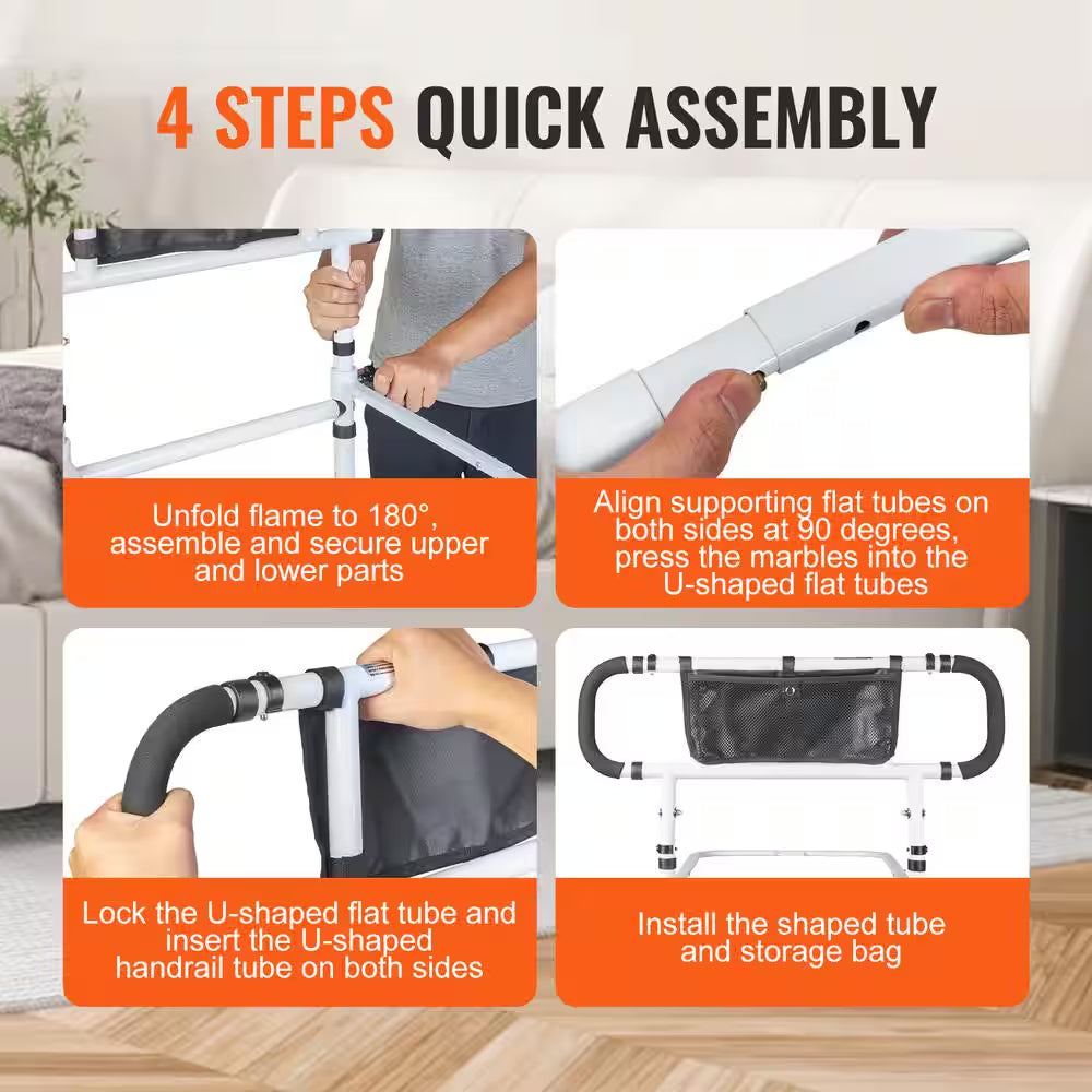 Step-by-step guide to assemble a product with text instructions on a white background.

