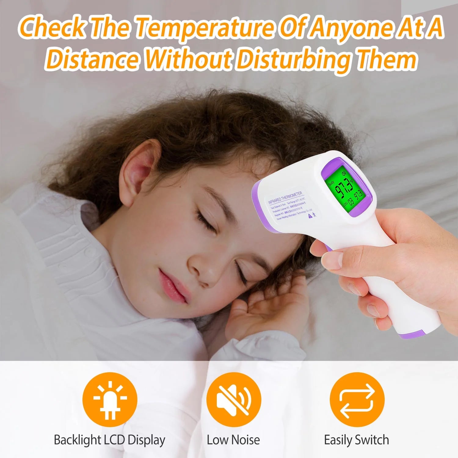 Forehead Digital Thermometer, Fast and Accurate Reading with Backlight LCD Screen, the Non-Contact Infrared Thermometer for Adults and Kids,Baby Thermometer for Fever