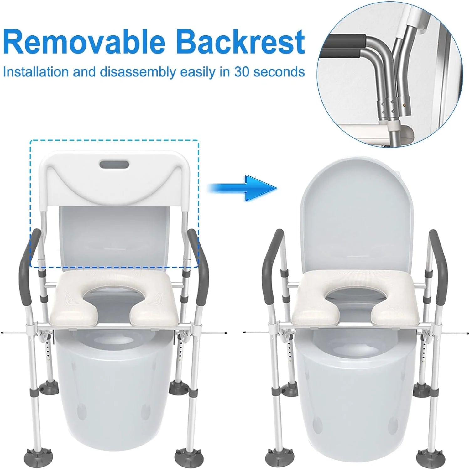 BESTSLE toilet seat and shower chair packaging with product features including 330 lb capacity and adjustable frame.