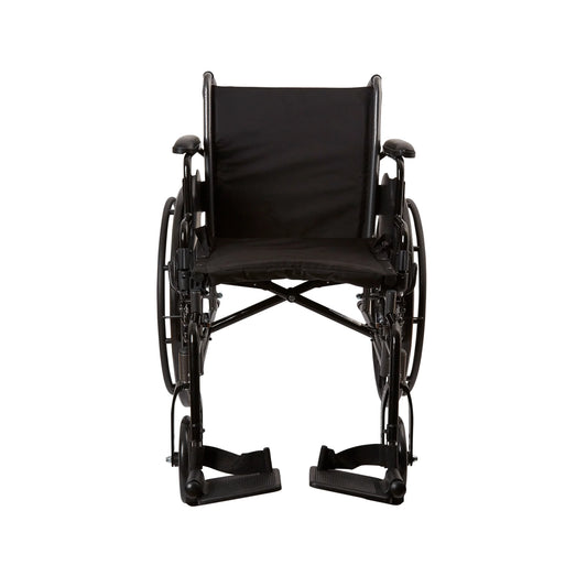 Black wheelchair on a white background

