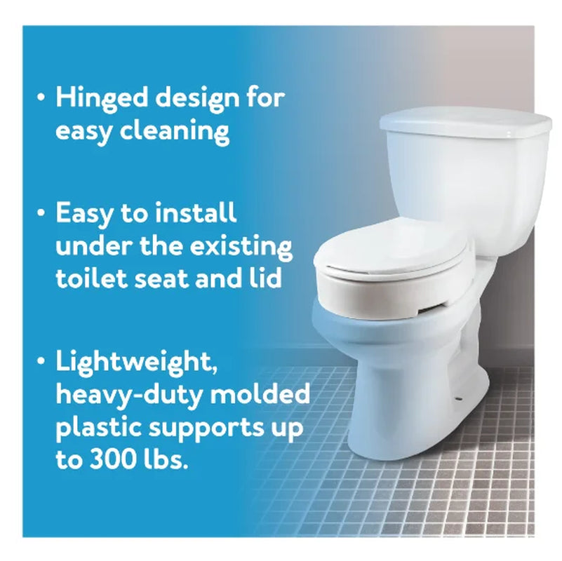 Carex Elongated Toilet Seat packaging with product features for home health care and bathroom safety.