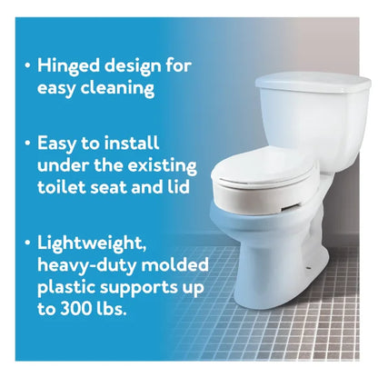 Carex Elongated Toilet Seat packaging with product features for home health care and bathroom safety.