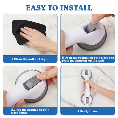 Step-by-step guide on how to install a handle on a wall with text 'EASY TO INSTALL'.

