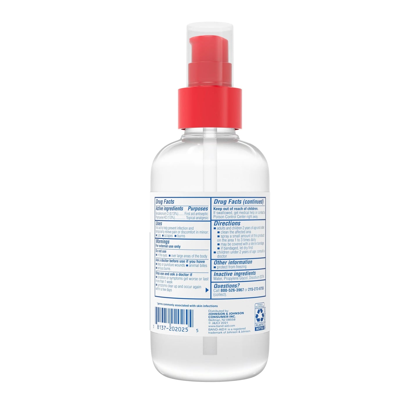 Clear spray bottle with red cap on a white background

