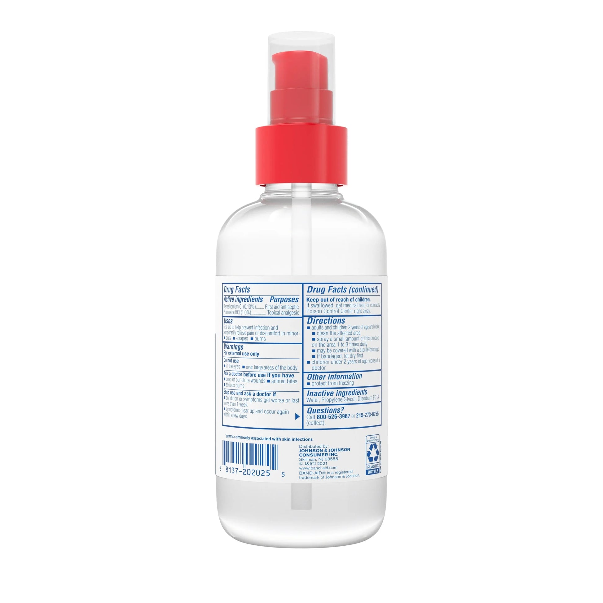 Clear spray bottle with red cap on a white background

