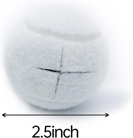 White ball with a cross mark and measurement label indicating 2.5 inches on a white background
