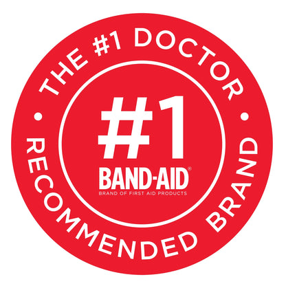 Red circle with 'The #1 Doctor Recommended Band-Aid Brand' text on a white background

