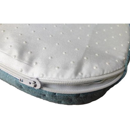 Close-up of a cushion with a zipper on a white background

