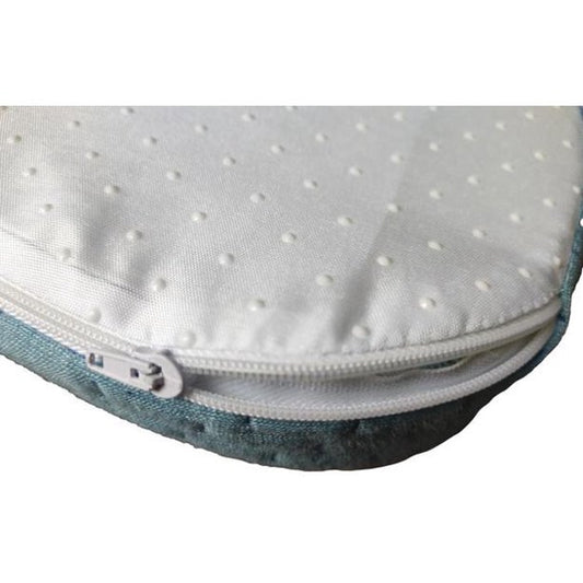 Close-up of a cushion with a zipper on a white background

