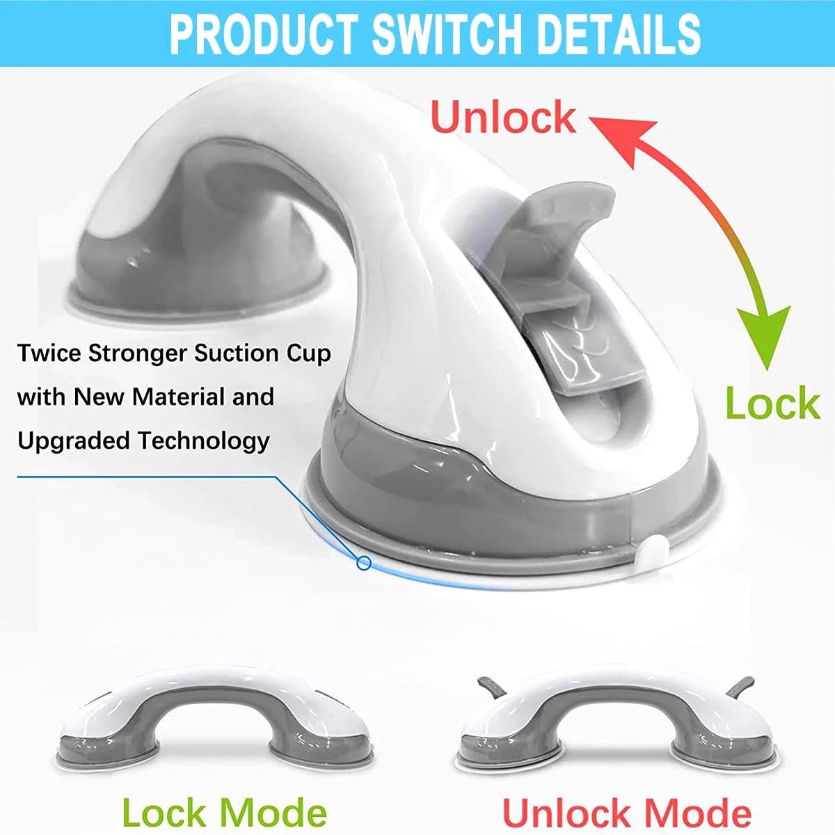 Product switch with unlock and lock modes, featuring a white and gray design.

