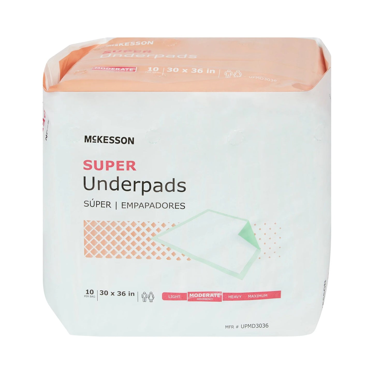 Box of McKesson Super Underpads on a white background