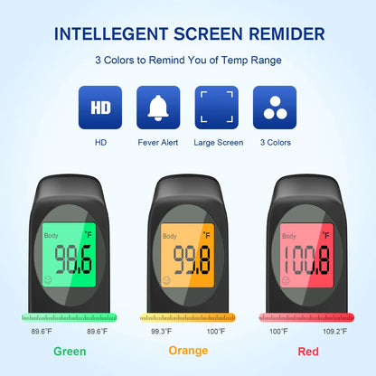 Digital Thermometer for Adults and Kids, Forehead No-Touch Thermometer with Fever Alarm, Accurate and Easy-To-Use Thermometer for Home Use,Digital Thermometer for Adults,Black